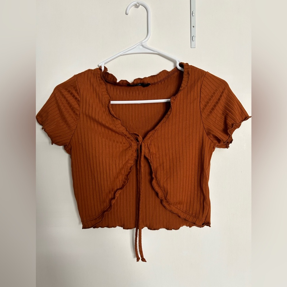 Rust tie front crop top